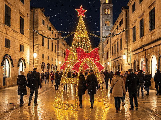 Illuminated Christmas Decorative Plastic Tree 600cm Outdoor Electric