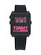 Tommy Jeans Дигитален Мъжки Часовник 42 mm На Батерия с Черна Силиконова Каишка