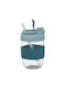 Excellent Houseware Blue Glass Drinking Cup with Straw 350ml