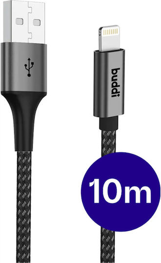 Buddi Flex USB-A към Lightning кабел 12 W Черен