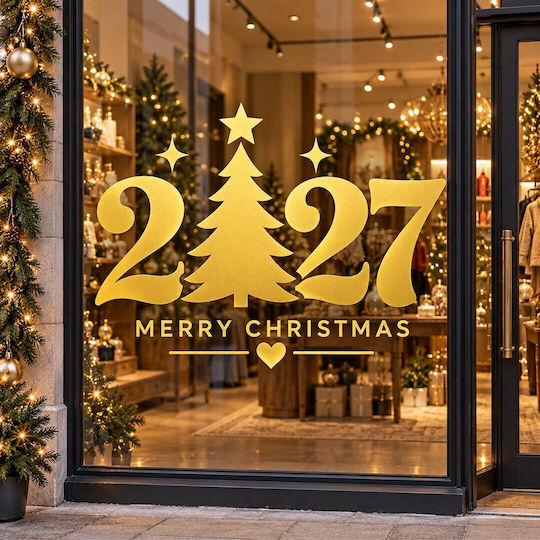 Weihnachtliches Schaufenster Happy New Year 2027 60x80cm