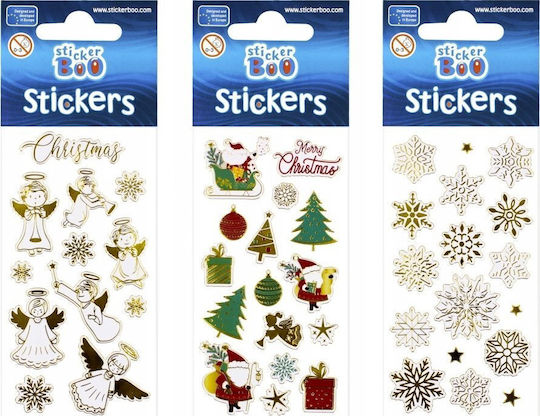 Sticker Boo Χριστουγεννιάτικα Αυτοκόλλητα με Σχέδιο Νιφάδων και Άγιου Βασίλη 66x180εκ.