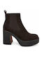 Suede Women's Chelsea Ankle Boots Dark Brown