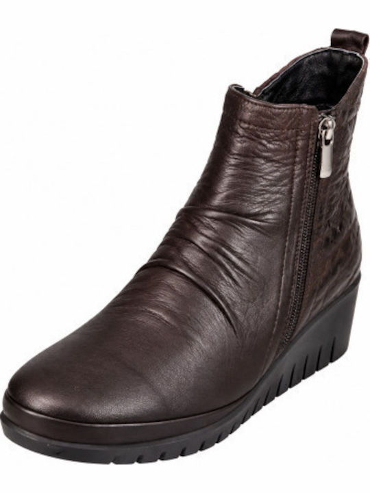 Pace Comfort Braune Damen-Lederstiefeletten mit...