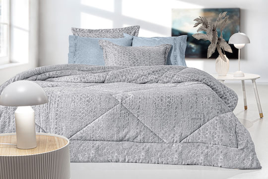 Guy Laroche Sherpa Comforter Set Single 160x240cm Surreal Silver 530 GSM