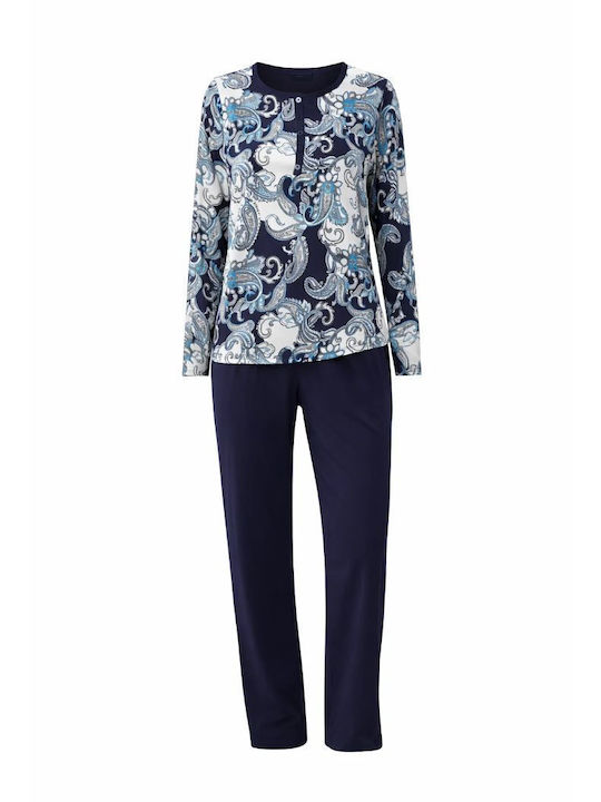 GoldenBay Winterliches Damen-Pyjama-Set Dunkelblau