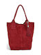 Leather Women's Shopper Bag Suede Dark Red