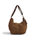 Leather Women's Shoulder / Crossbody Bag Suede Taupe
