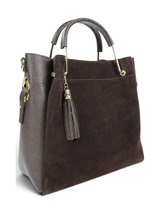 Passaggio Leather Women's Suede Tote Bag Chocol...