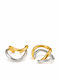 Ohrringe aus Stahl, Ear Cuffs mit gekreuzten Linien, Gold und Silber, 2er-Set