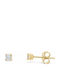 Goldene Ohrringe 14 Karat Mit Stecker Weißem Zirkon