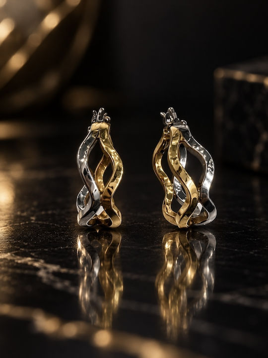 White and Yellow 14 Karat Gold Earrings White and Yellow 14 Karat Gold Earrings