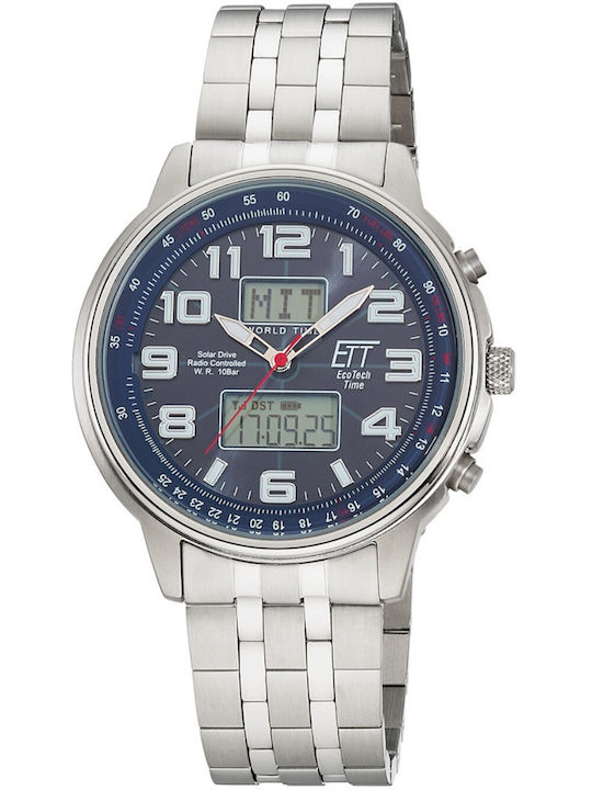 ETT Men's Watch 48mm Solar with Silver Metal Bracelet ETT Men's Watch 48mm Solar with Silver Metal Bracelet