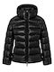 Gewebte Damen-Pufferjacke für den Winter Schwarz