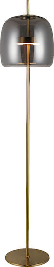 Aca LED Floor Lamp H128xL26cm with Warm White Light Gold Smoked Glass