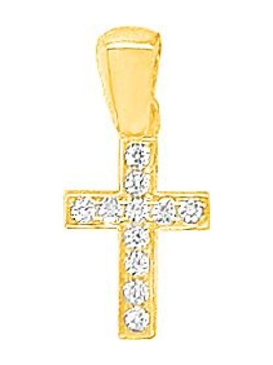 Dio Jewellery Lab Women's Cross Made of Gold-Plated Silver Without Chain