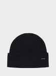 Boss Beanie Men's Hat with Rib Knit in Black