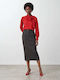 Pencil Midirock mit hoher Taille Grau