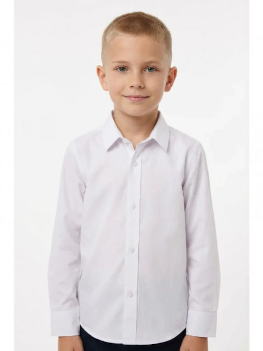 Joyce Kids’ Solid Color Long-Sleeved White Shirt