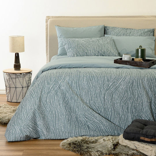 Melinen Double Quilt Set with Hollowfiber Filling 240x260cm Grey 350 GSM