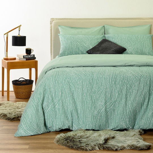 Melinen Single Duvet Set 160x240cm Brooke Aqua 350 GSM