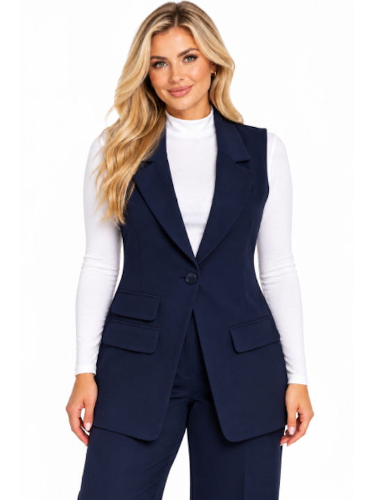 Women's Blue Vest WB-61996-27VE-Blue