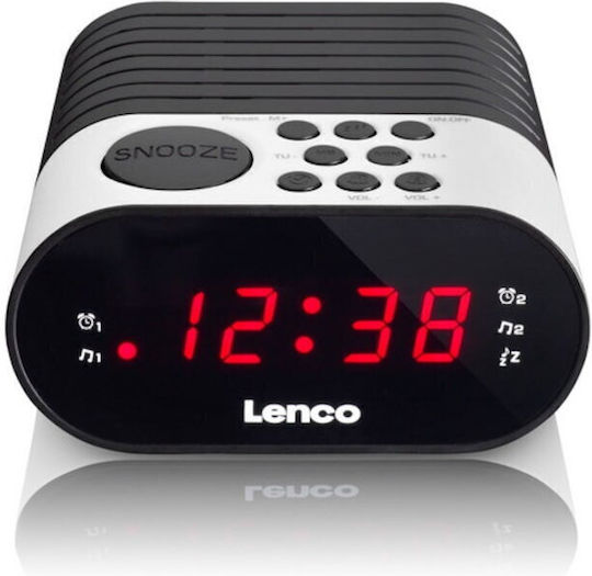 Lenco Настолен Дигитален Пластмасов Часовник с Будилник и Радио Бял CR-07PK Lenco Настолен Дигитален Пластмасов Часовник с Будилник и Радио Бял CR-07PK