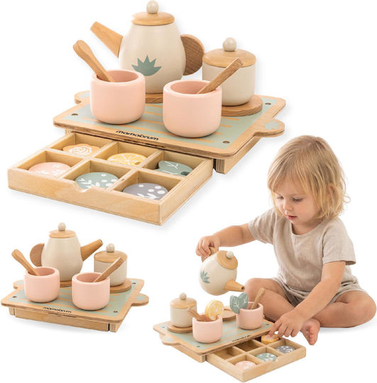 Mamabrum Teeservice-Spielzeug aus Holz, 18-teilig