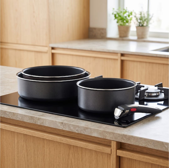Tefal Ιngenio Σετ Μαγειρικά Σκεύη από Αλουμίνιο με Αντικολλητική Επίστρωση 3 τεμαχίων