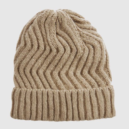 Beanie Γυναικείος Σκούφος Πλεκτός σε Μπεζ χρώμα