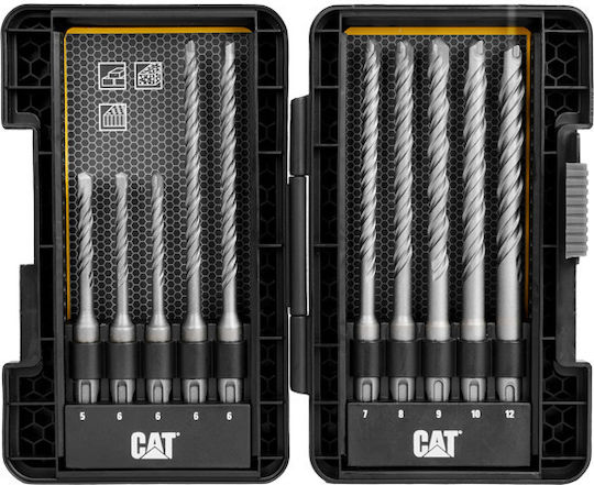 CAT Σετ 10 Τρυπάνια Καρβιδίου με SDS Plus Στέλεχος