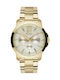 Women's Chronograph Battery Watch with Gold Metal Bracelet