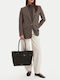Γυναικεία Shopper Τσάντα Suede Chocolate Brown