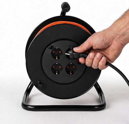 Extralink 4-Outlet Reel Extension Cord with 30m Cable, 3 x 1.5mm² Cross Section and Grounding