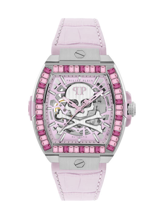Women's Watch 44mm Automatic with Pink Leather Strap