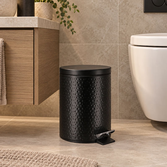 Metallischer Badezimmer-Mülleimer mit Soft-Close-Mechanismus 3 l Schwarz
