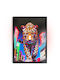 "New York Cat" Painting with Neon LED Lighting 70x100 cm