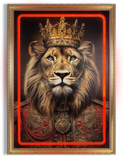 "Crowned Lion" Painting Neon LED Lighting 50x70 cm
