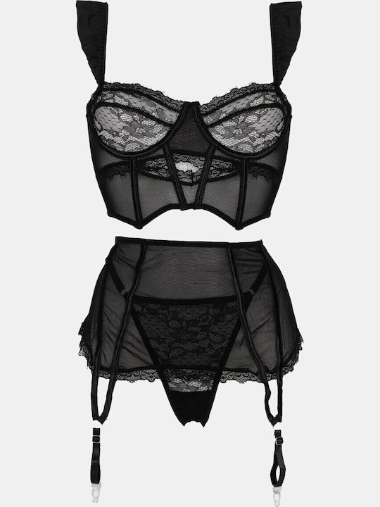 Decoro Σετ Εσωρούχων με String Μαυρο