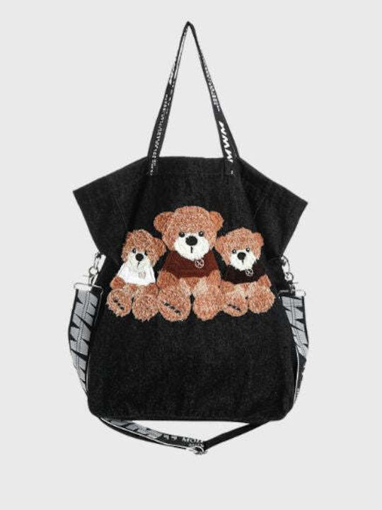 Mod Wave Movement Stoff-Shopper für Damen Black