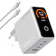 Vention GaN Зарядно Устройство с USB-A Порт и 3 USB-C Порта и USB-C - USB-C Кабел 140 W Power Delivery Сребристо (Dash Pro)