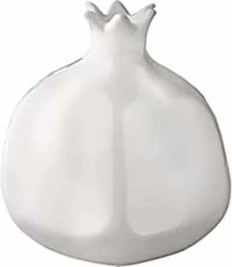 JK Home Decoration Tabletop Pomegranate New Year's Charm White Ceramic 9x9cm 2 Pieces