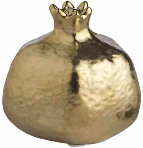 JK Home Decoration Tabletop Pomegranate Lucky Charm Gold Ceramic 5x5cm 6 Pieces