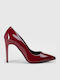 Pointed-Toe Patent Leather Pumps in Burgundy