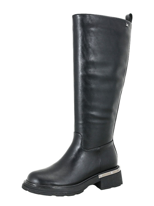 Borne Leather Women’s Boots with Mid Heel Black