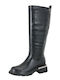 Borne Leather Women’s Boots with Mid Heel Black