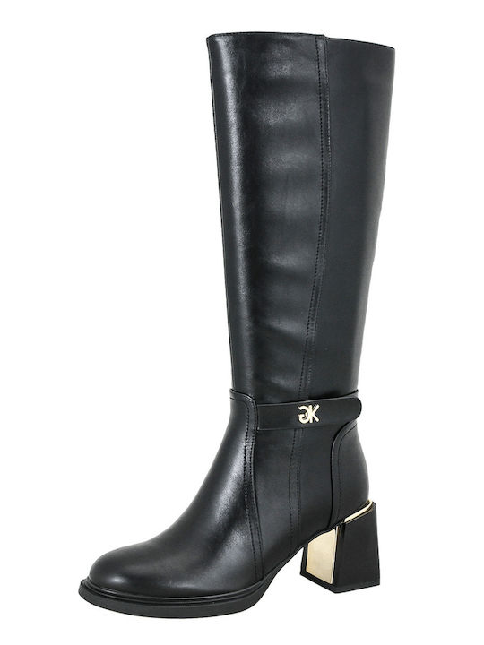 Balsa Leather Women's Boots with Medium Heel Black