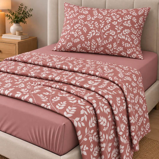 Astron Italy Irida Single Fitted Sheet 100x200+30cm Dusty Rose