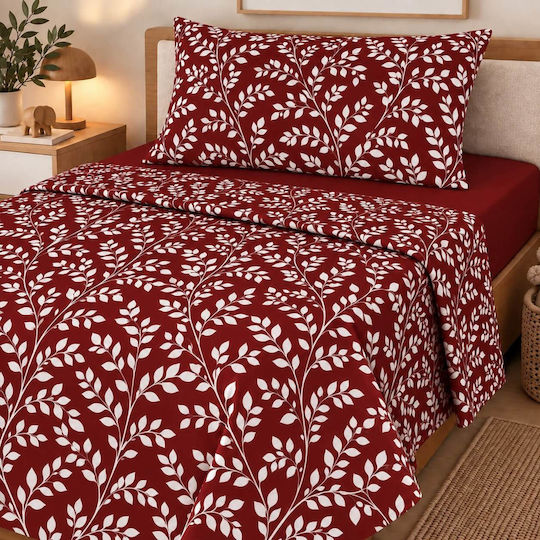 Astron Italy Single Bed Sheet Set 175x260cm Redwine (3 Pieces)
