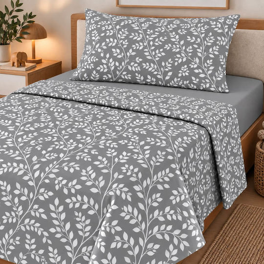 Astron Italy Single Bed Sheet Set 175x260cm Grey (3pcs)